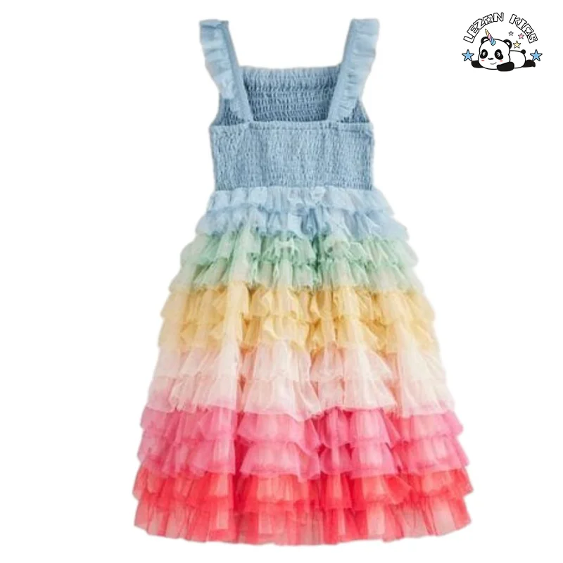 LEZONKIDS - High Quality Sleeveless Layered Princess Dress Birthday Dress Girls Tulle Dresses for Summer
